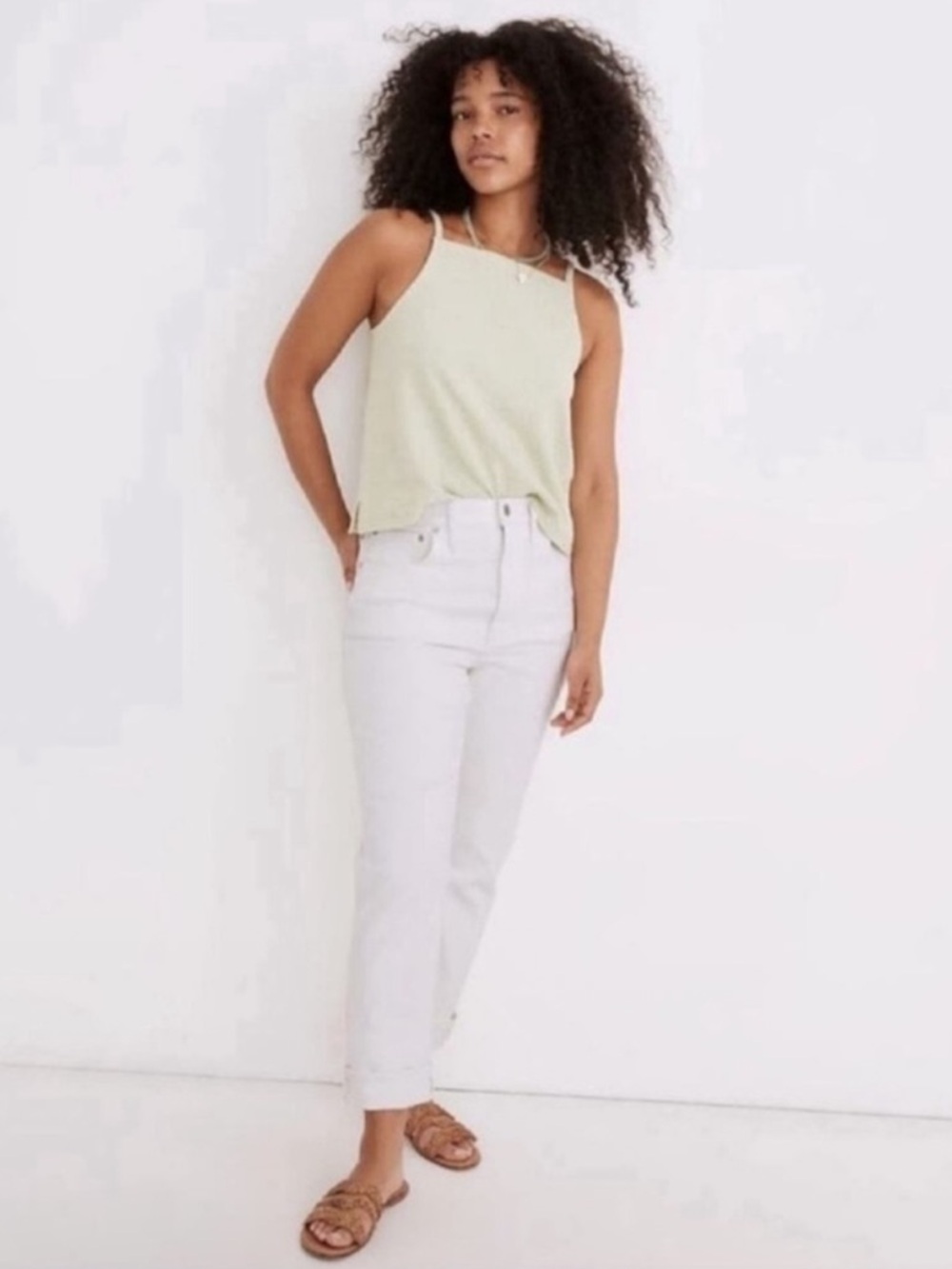 NWT Madewell The High-Rise Slim Boy Jean Women’s Size 32 Tile White Straight Leg
